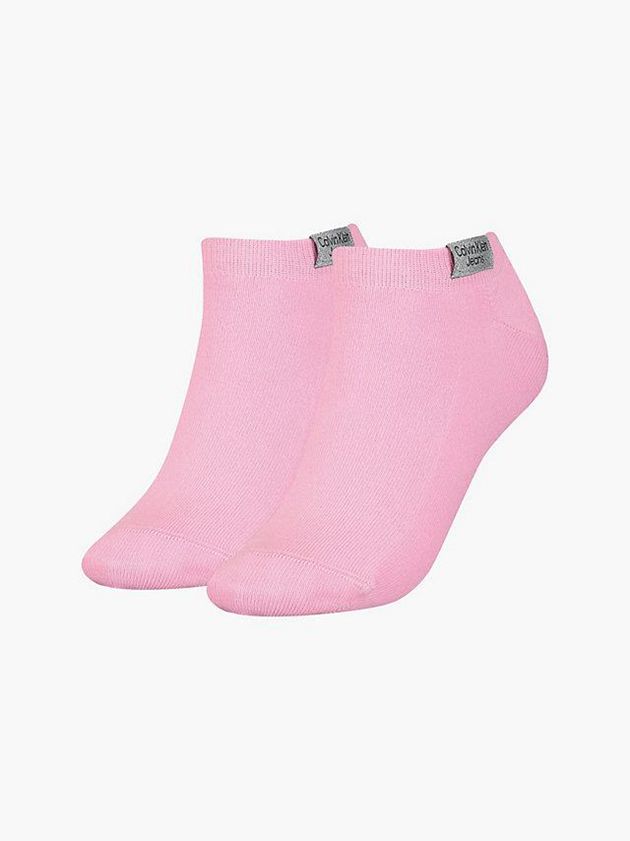 Calvin Klein USA 2 Pack Logo Ankle Womens Socks Pink 7431065-HK